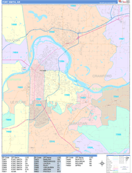 Fort Smith Wall Map Color Cast Style 2024